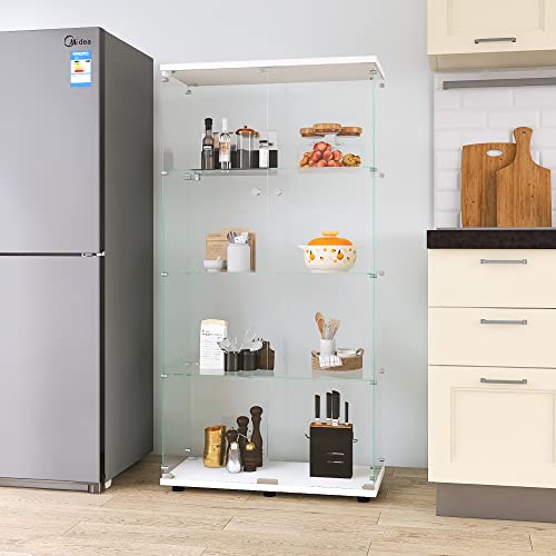 Black 4 Shelf Double Door Glass Display Cabinet K9367