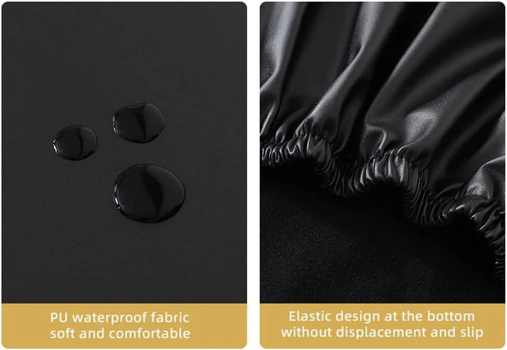Black PU Leather XL Stretch Dining Chair Covers Set of 2 T61152