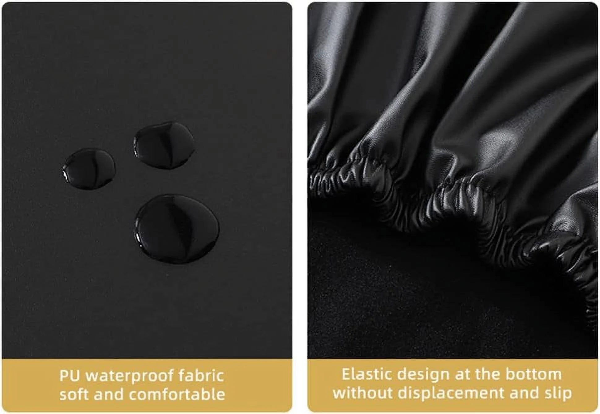 Black PU Leather XL Stretch Dining Chair Covers Set of 2 T61152