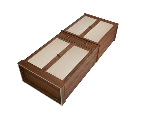 Tall Cabinet with 4 Rattan Doors and 1 Drawers, Adjustable Shelves (Walnut) U4723