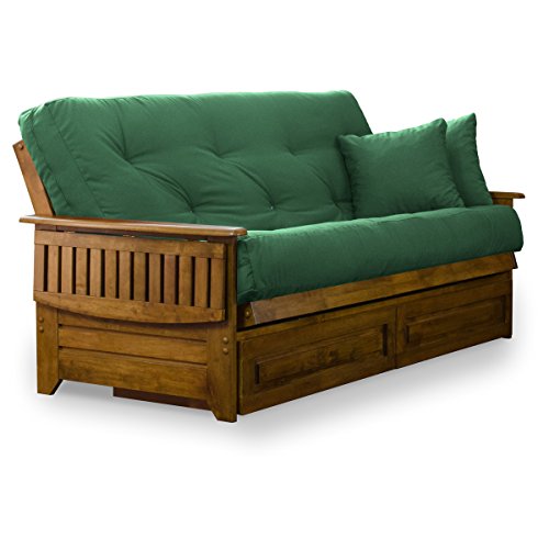 Queen Futon Frame with Drawers and Burgundy Mattress Set R877