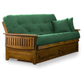 Queen Futon Frame with Drawers and Burgundy Mattress Set R877