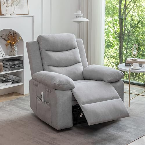 Fabric Velvet Single Sofa Chair with Footrest Dark Gray A1896