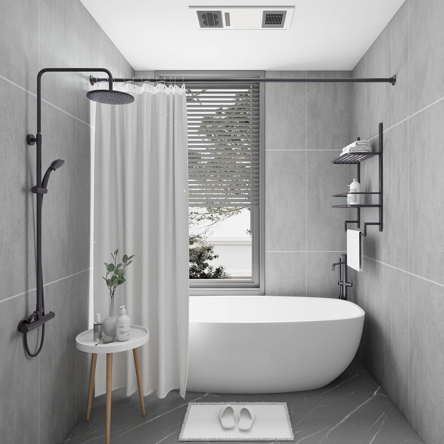60" Aluminum Straight Shower Curtain Rod Oil Rubbed Bronze Finish Q33448