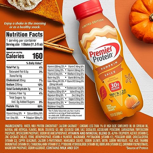 Pumpkin Spice 11.5 Fl Oz Pack of 12 Protein Shake R404