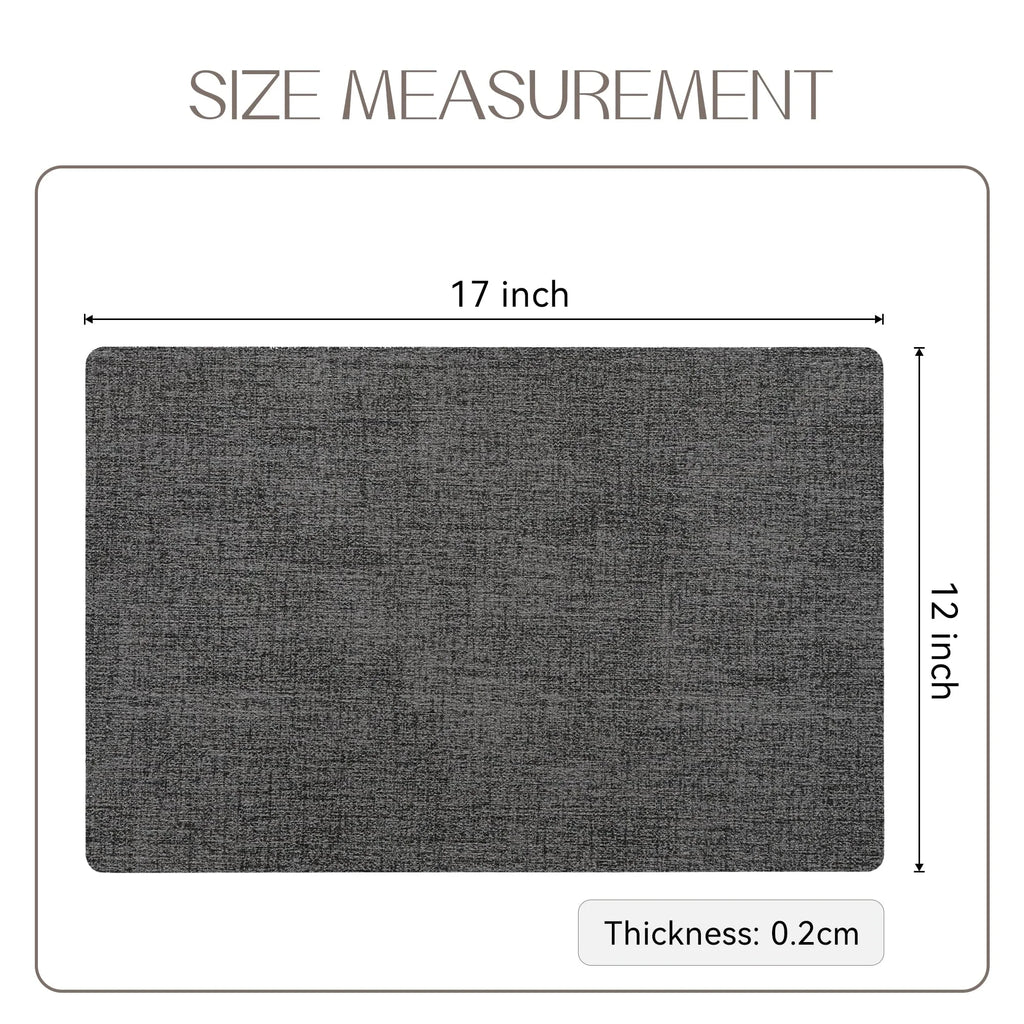 Dark Grey PU Faux Leather Vinyl Placemats Set of 6 Z108
