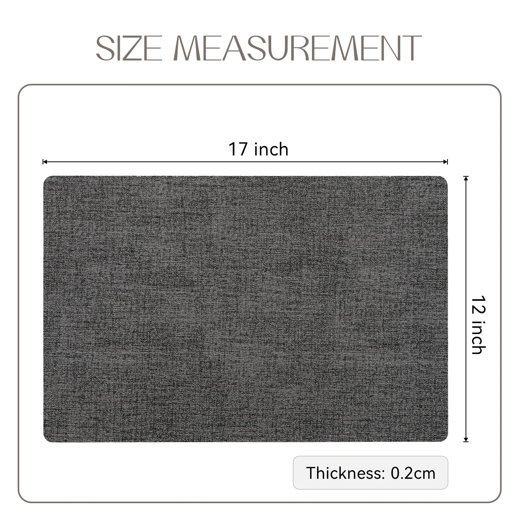 Dark Grey PU Faux Leather Vinyl Placemats Set of 6 Z108