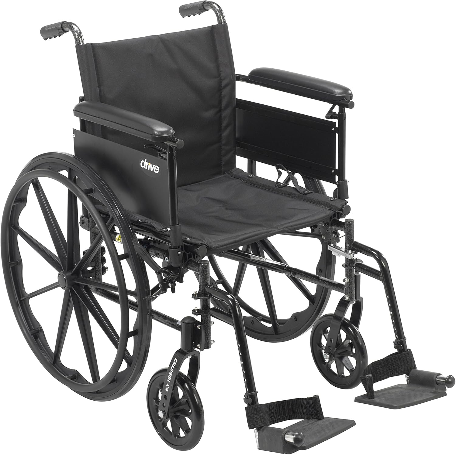 Lightweight Dual Axle Wheelchair with Adjustable Detachable Arms Swing Away Footrests 16" Seat Silver Vein N4738