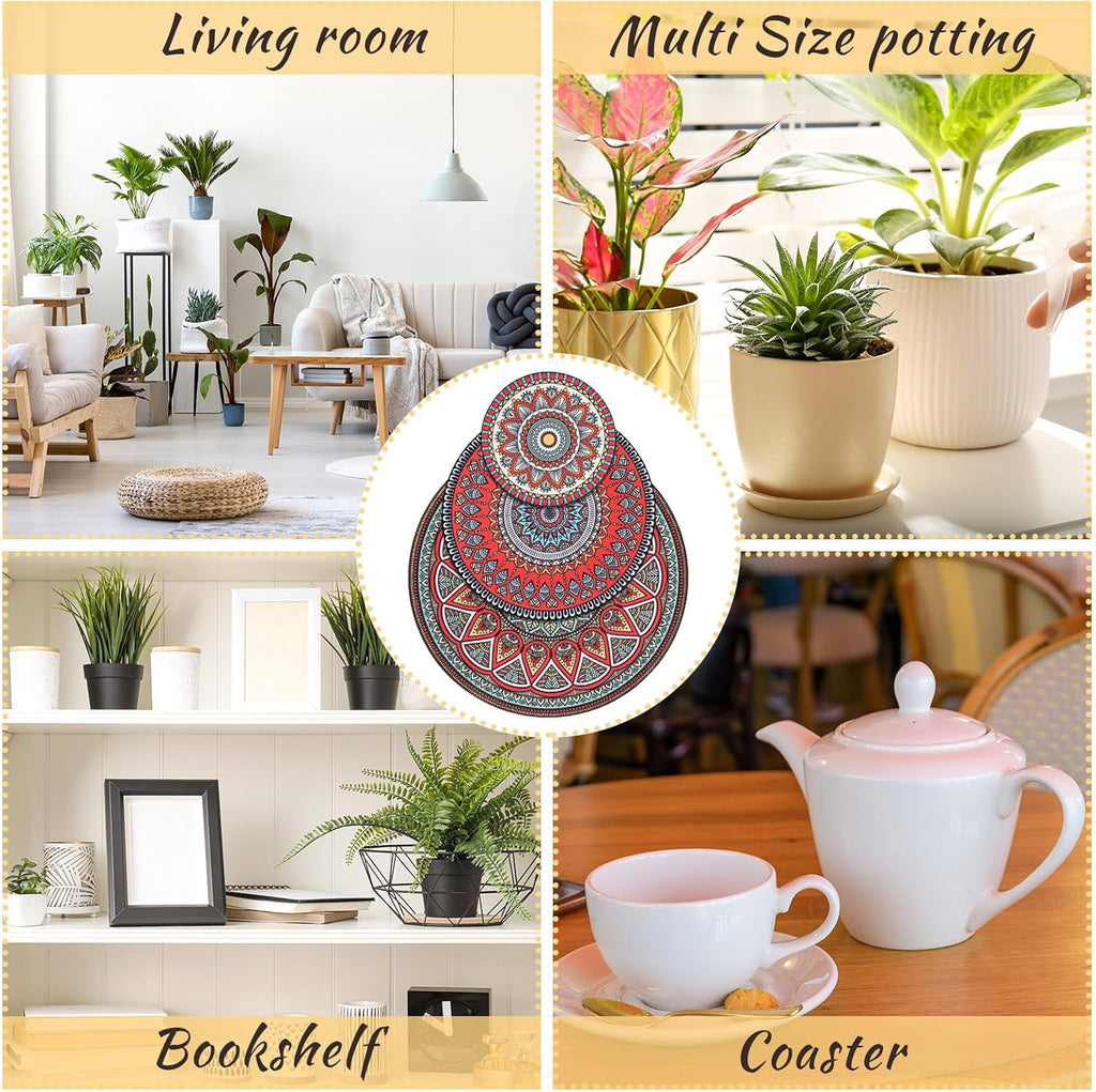 6 Pcs Absorbent Non Slip Round Plant Pot Mat U6427