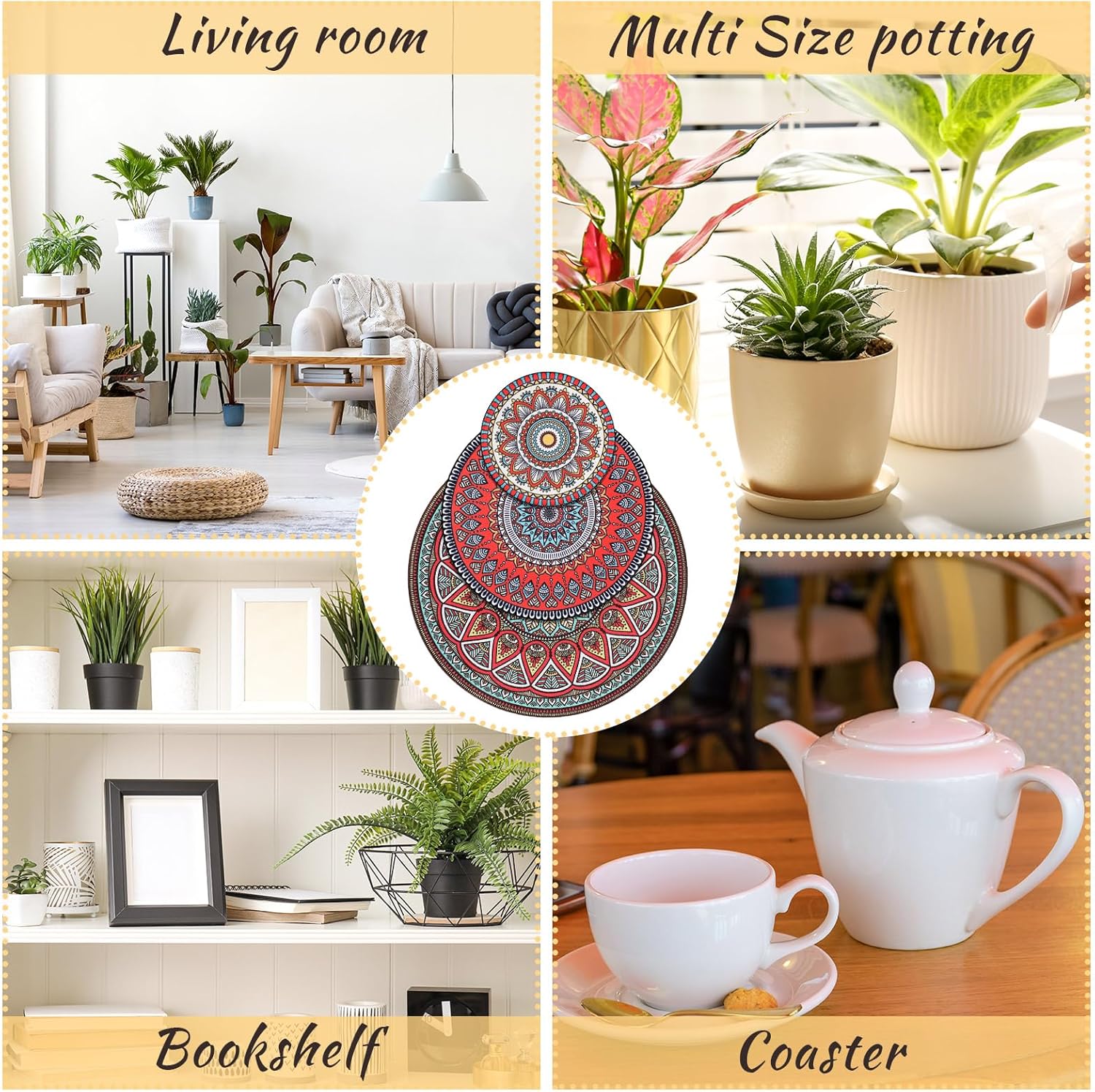 6 Pcs Absorbent Non Slip Round Plant Pot Mat U6427