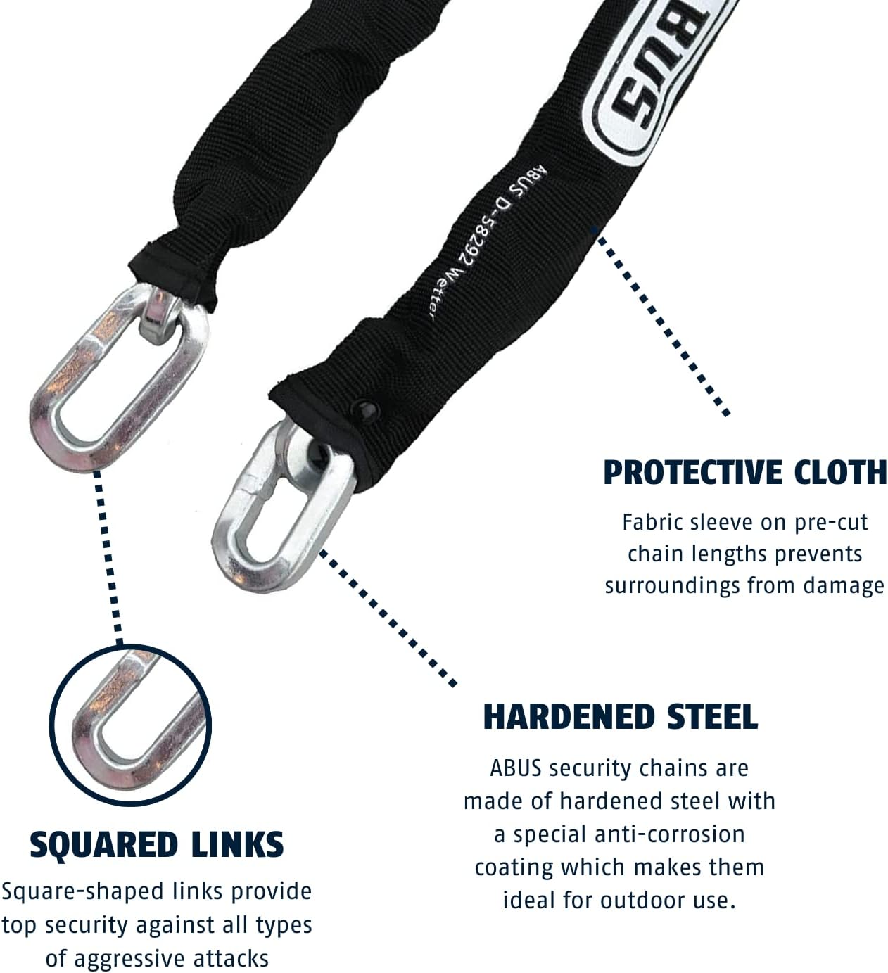 Hardened Steel 10 Foot x 3/8" Thick Square Security Chain A35253