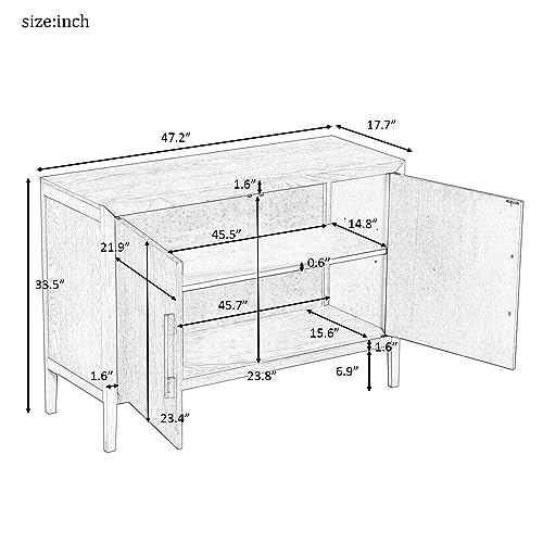 Black Sideboard Storage Cabinet with 4 Doors and Adjustable Shelves G915