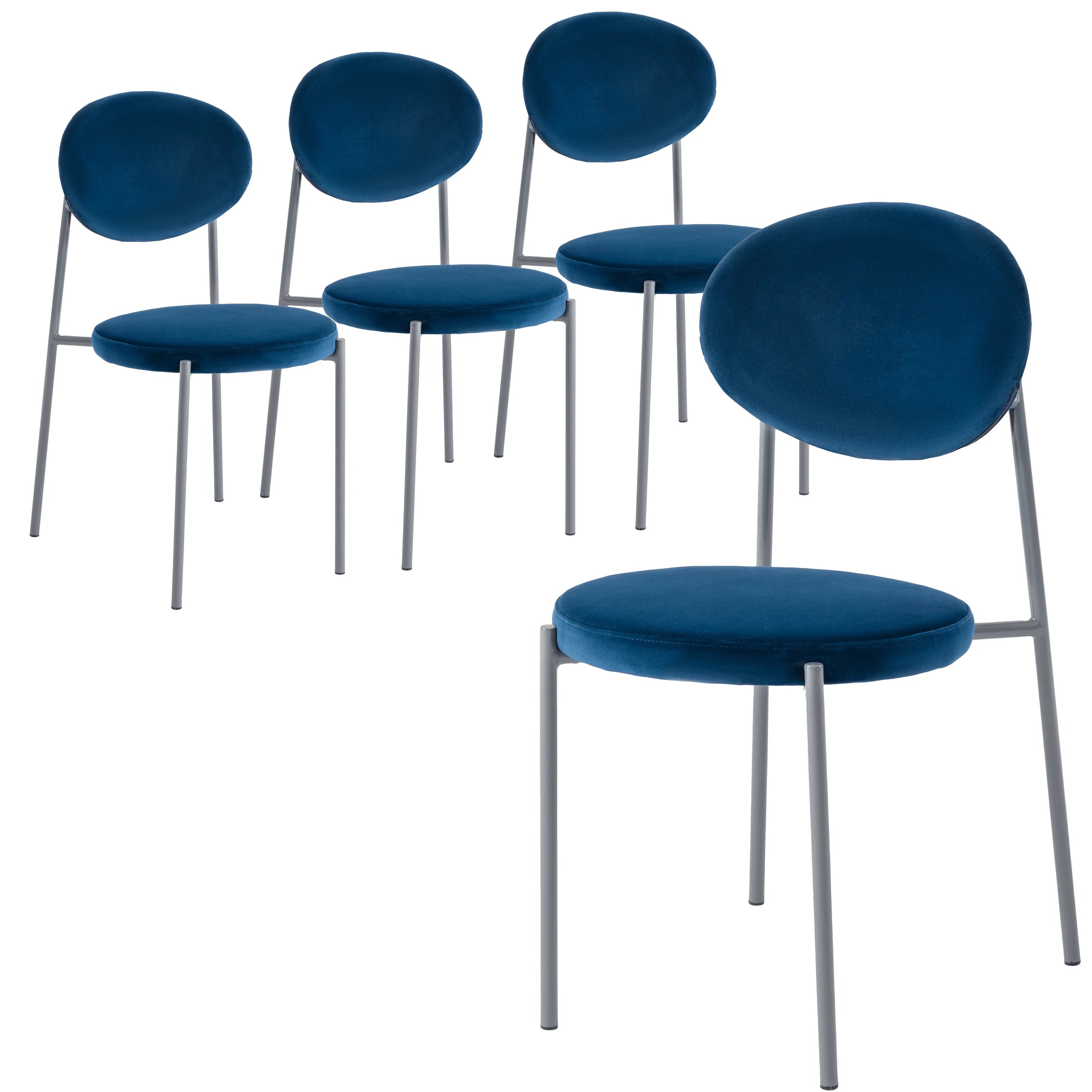 Navy Blue Velvet Dining Chair Set of 4 R44871