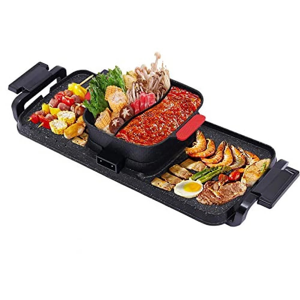 2200W 2 in 1 Detachable Electric Smokeless Grill and Hot Pot L23393