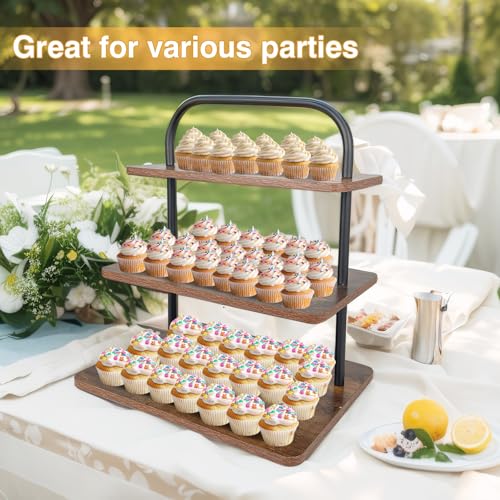 3 Tier Square Wood Cupcake Stand D820766