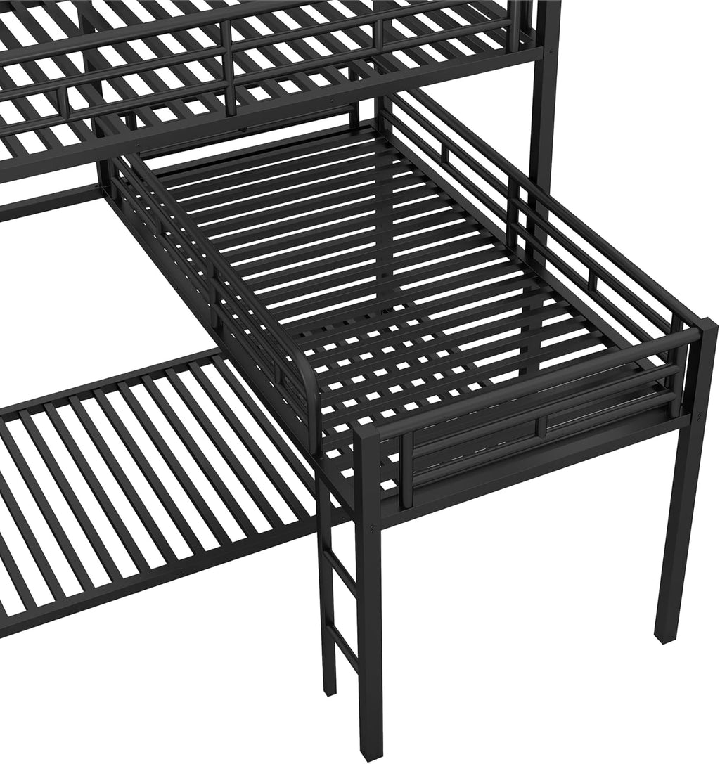 Black L-Shaped Triple Bunk Bed E145626