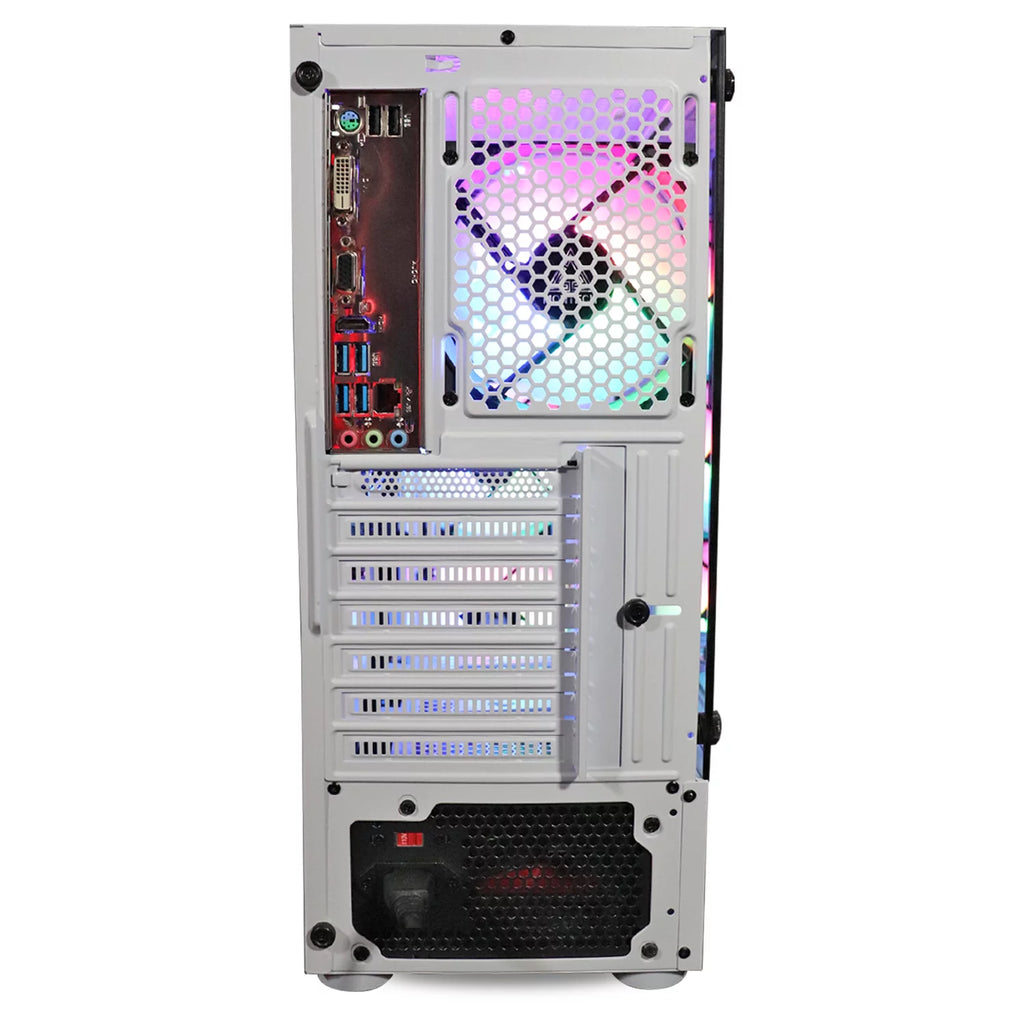 Whiteout Gaming PC Desktop Computer - AMD Ryzen 5 5600G, AMD Radeon RX Vega 7 Graphics, 16GB DDR4, 128GB M.2 SSD, 1TB HDD, WiFi, RGB Q522661