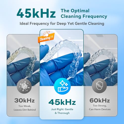 45kHz UV Ultrasonic Retainer Cleaner with Digital Timer & 4 Modes, Black L174636