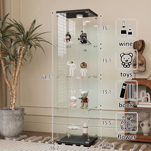 White Two-Door Glass Display Cabinet with 4 Shelves D760