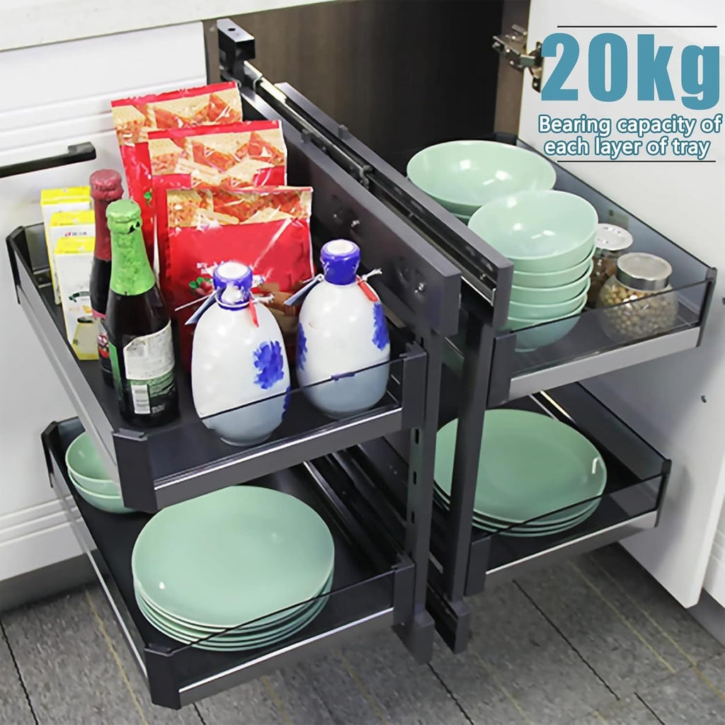 4 Shelf Tray Baskets Blind Corner Cabinet Organizer E84038