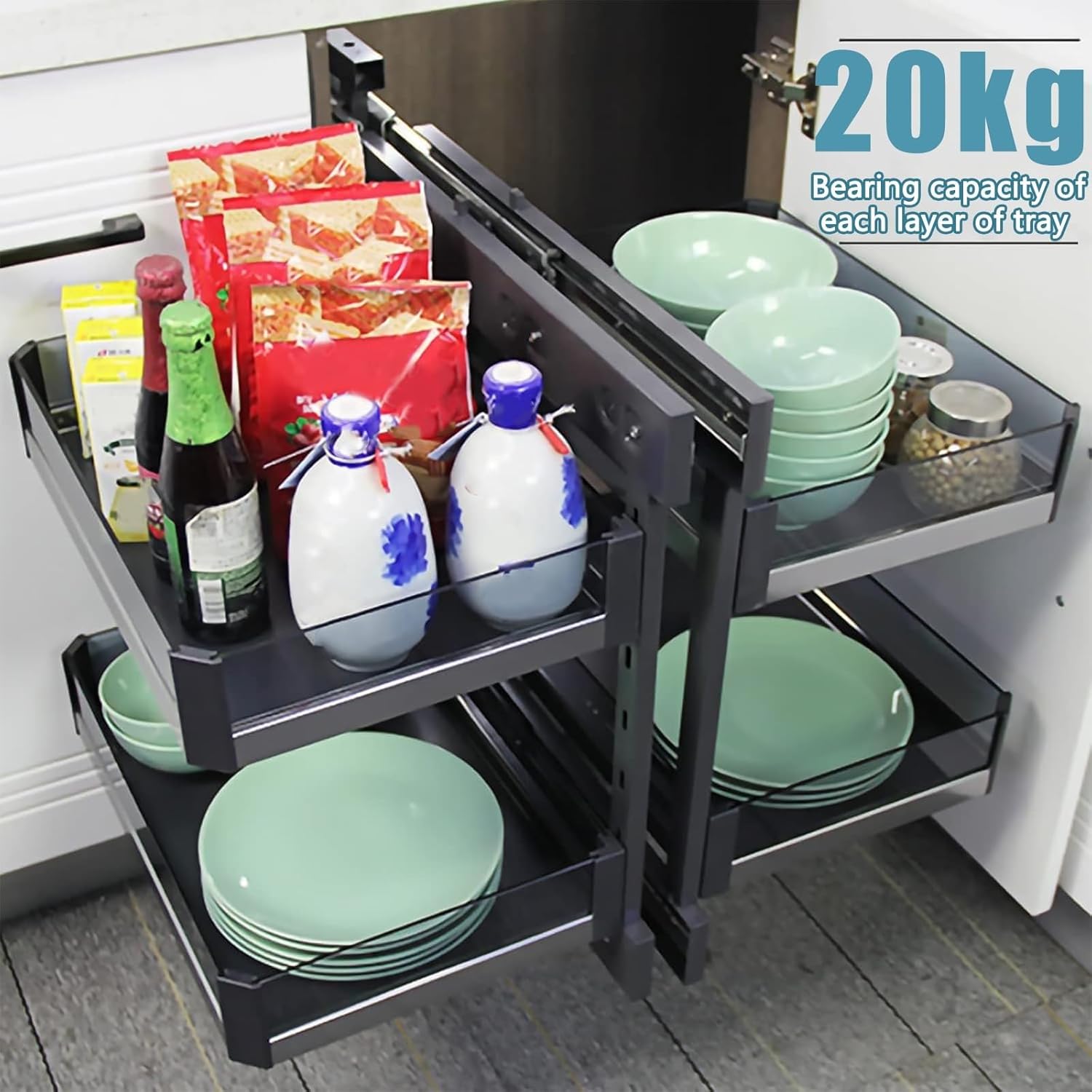 4 Shelf Tray Baskets Blind Corner Cabinet Organizer E84038