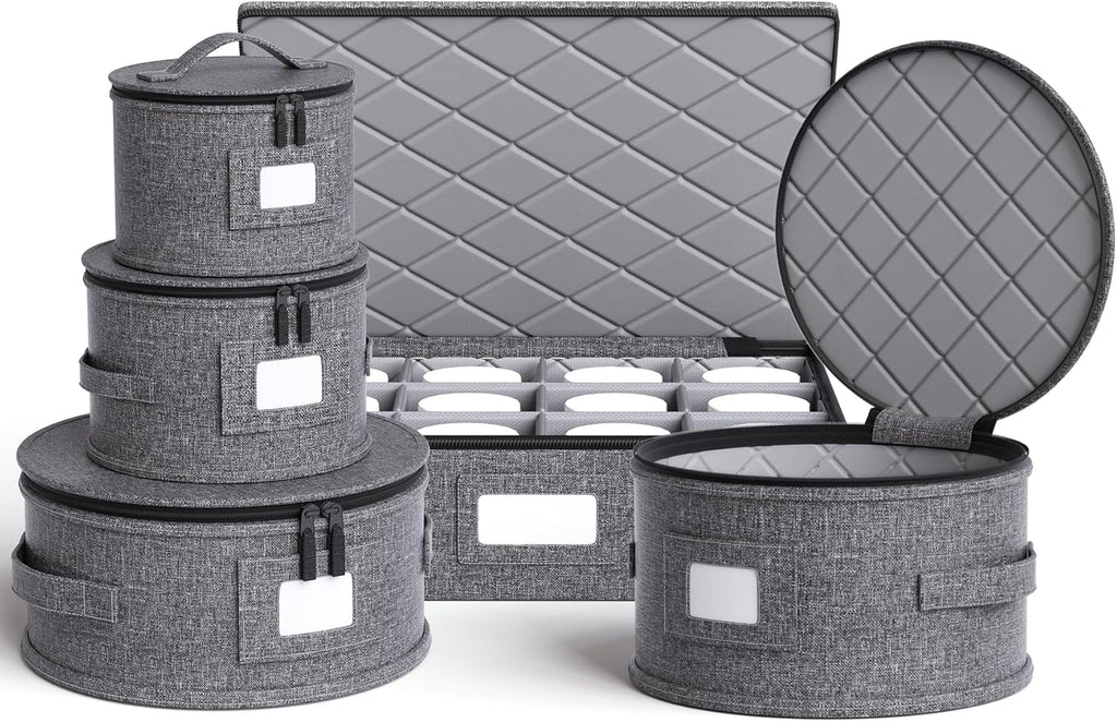 5 Piece Grey Hard Shell Storage Containers for Moving Dishes I72042