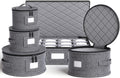 5 Piece Grey Hard Shell Storage Containers for Moving Dishes I72042