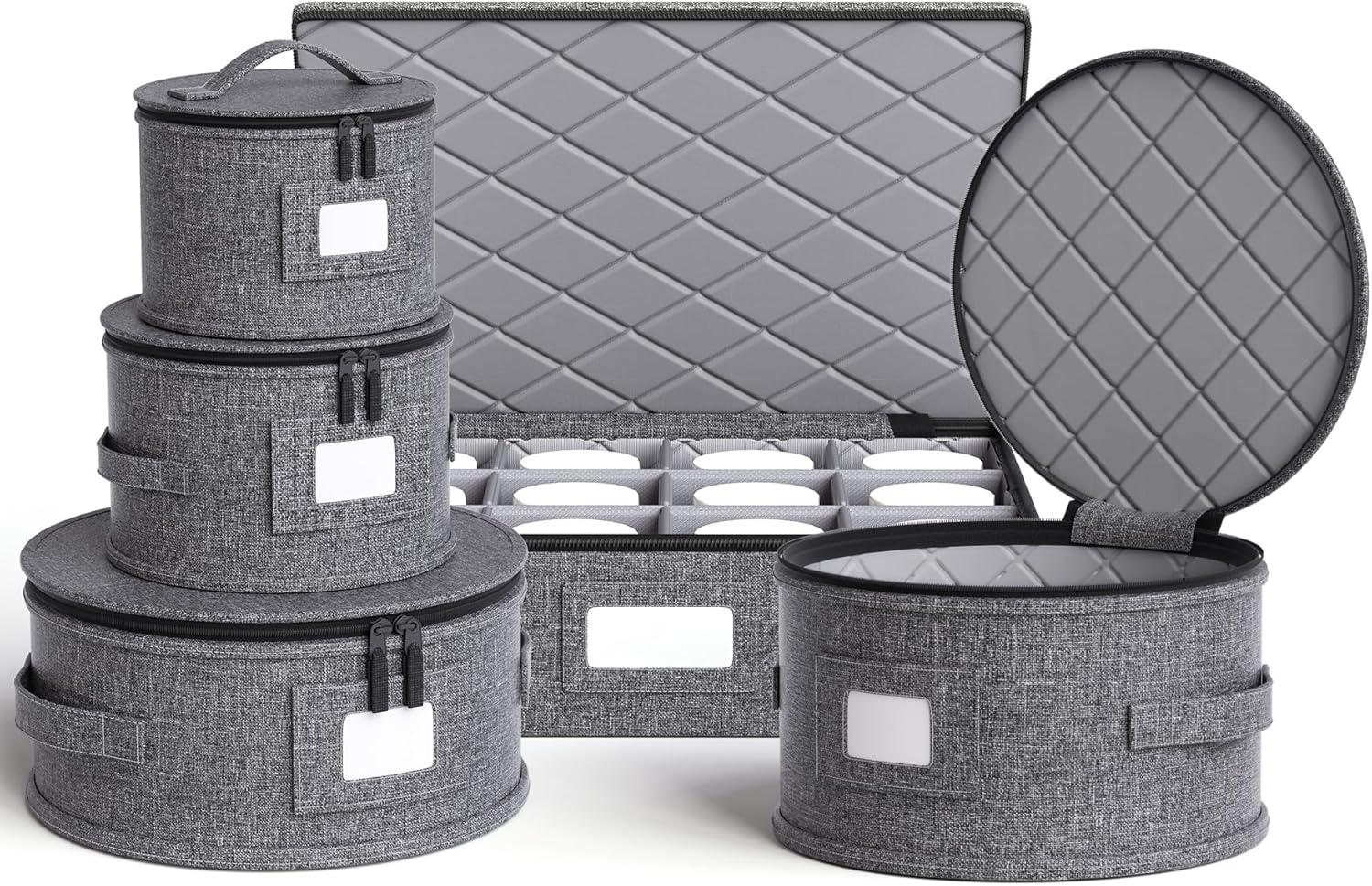 5 Piece Grey Hard Shell Storage Containers for Moving Dishes I72042