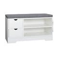 Brown + Gray Shoe Bench with Cushion N770