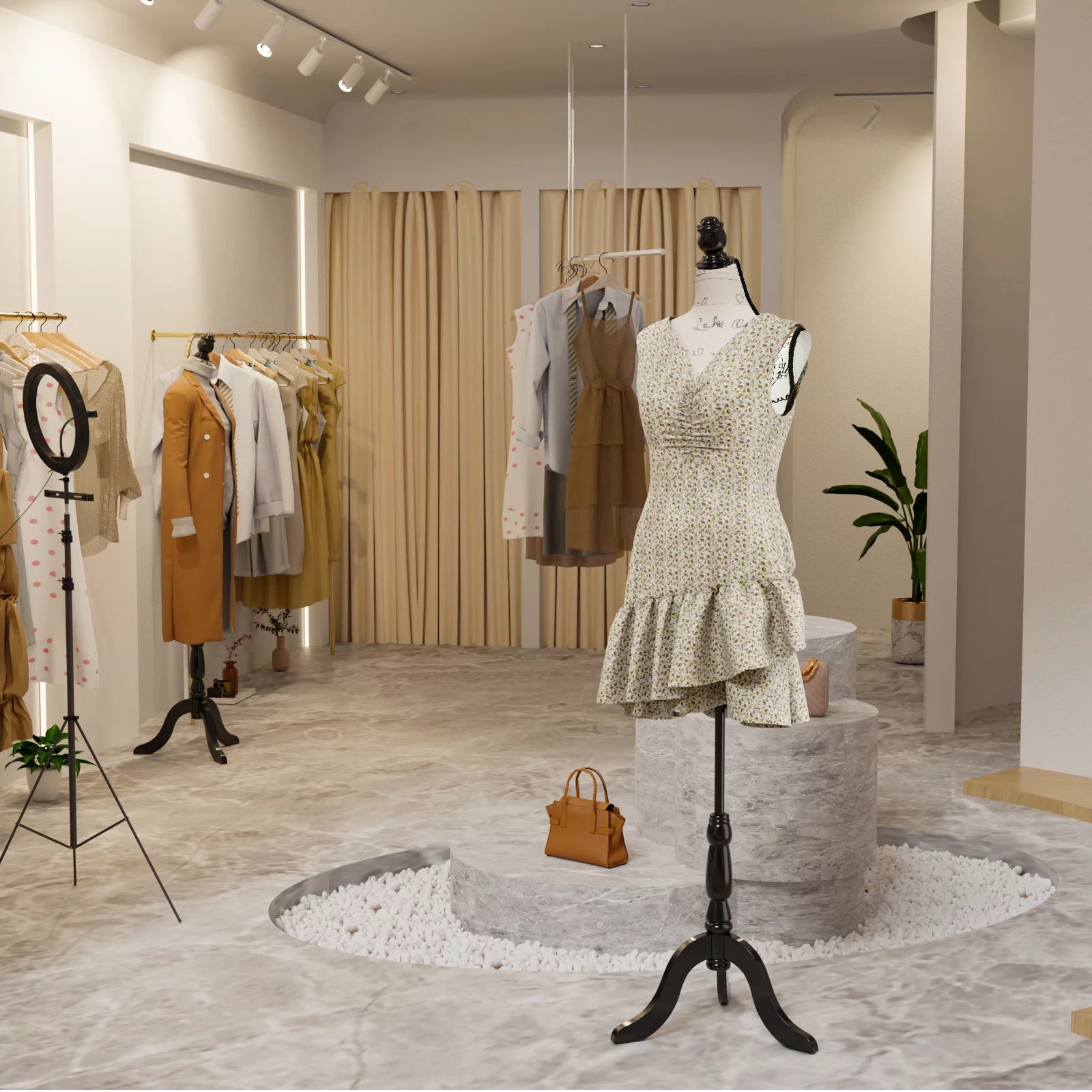 Female Dress Form Mannequin Body Torso with Wooden Tripod Base Stand W888007