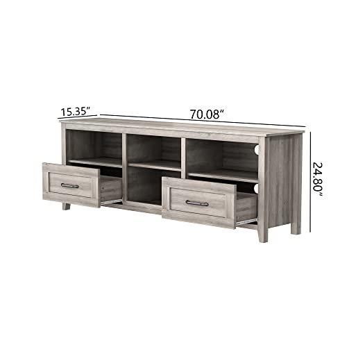 70" Wood TV Stand with 2 Drawers and 4 Storage Compartments U324