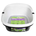 Black Large Sifting Cat Litter Box with 2 Open Top Plastic Pans and Tray X413104