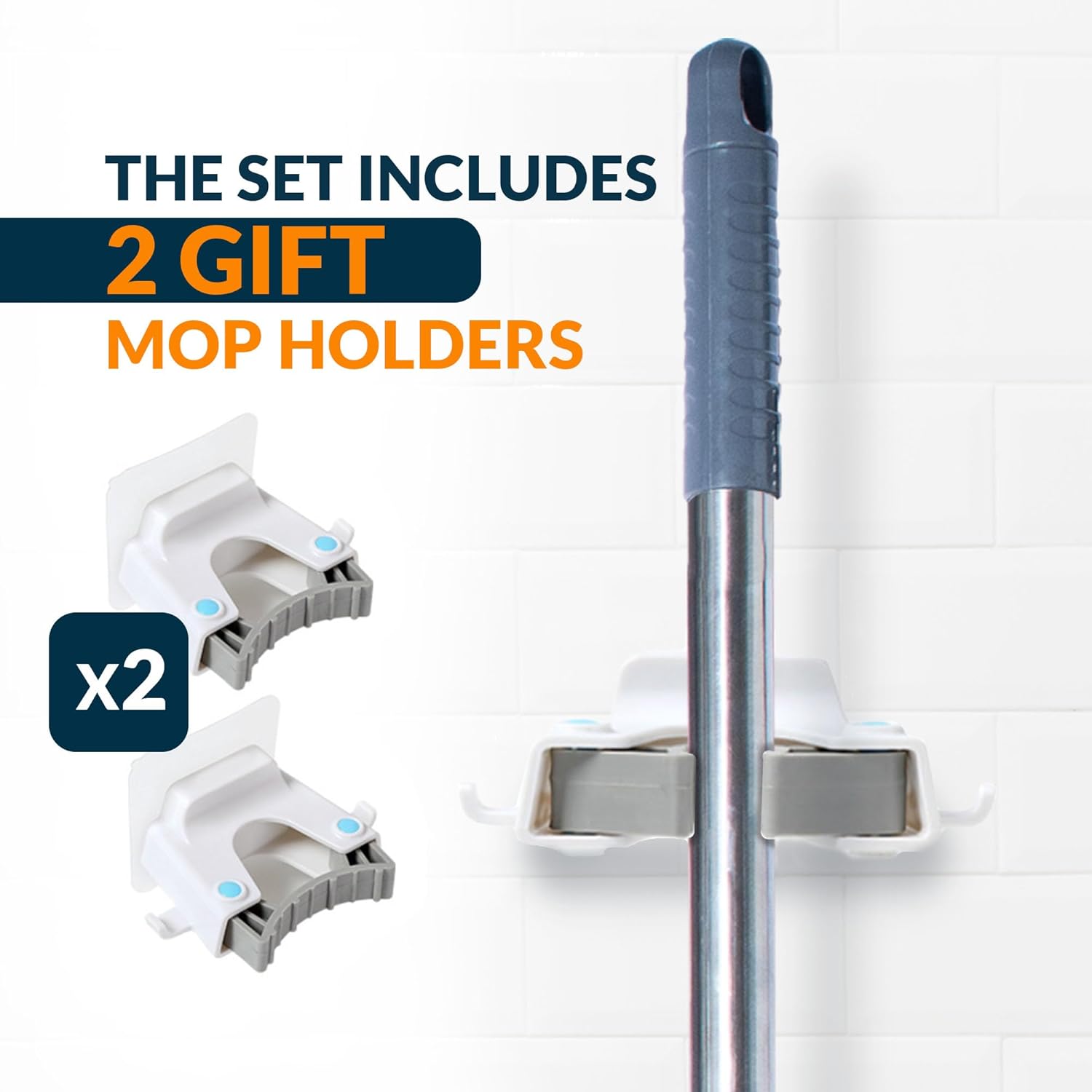 Wall Cleaning Mop with Long Handle 85 inches, 6 Microfiber Reusable Mop T71210