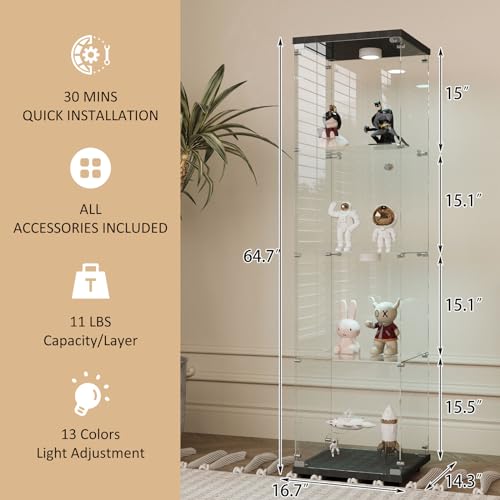 White Two-Door Glass Display Cabinet with 4 Shelves D760