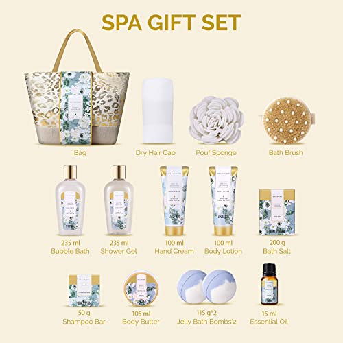 15pcs Luxury Relaxing Spa Kit with Bath Bombs, Hand Cream and Tote Bag T318