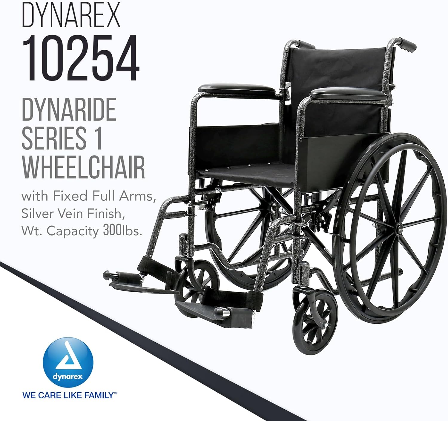 Silver Lightweight Foldable Wheelchair with Fixed Full Arms, 300 Pounds Weight Capacity Z50670