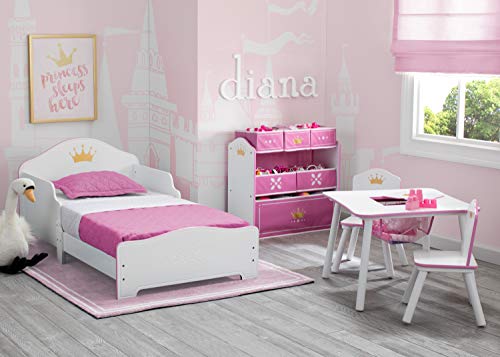 White/Pink Kids Wood Table and Chair Set with Storage J624