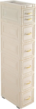 6 Tier Narrow Storage Cabinet with Drawers and Casters S840