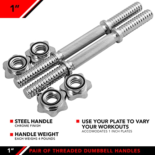 Set of 2 Threaded Dumbbell Handles with Star Collars X413