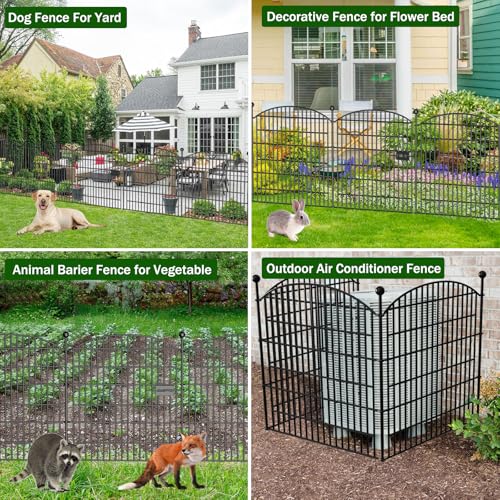 10 Panels No Dig Decorative Garden Fence 40 in x 23.6 ft Rustproof Metal Fencing I6727