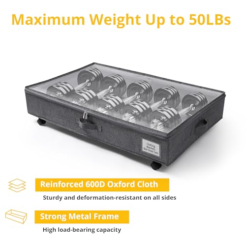 Under Bed Storage with Wheels, 2 Pack, Large Capacity F680047