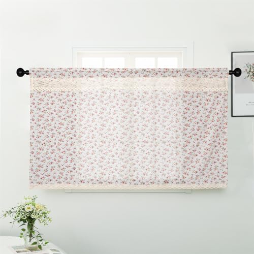 Beige Cotton Linen Tier Curtain 36 Inch Long 1 Panel G383