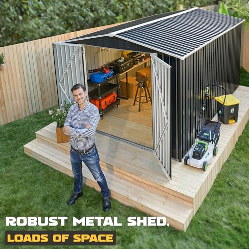 8 x 12 FT Metal Outdoor Storage Shed Black U62580