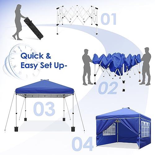 Blue 10x10 Pop Up Canopy Tent with Removable Sidewalls and Mesh Windows W260