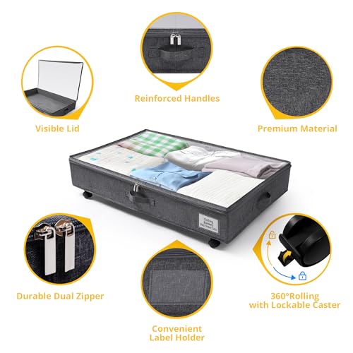 Under Bed Storage with Wheels, 2 Pack, Large Capacity F680047