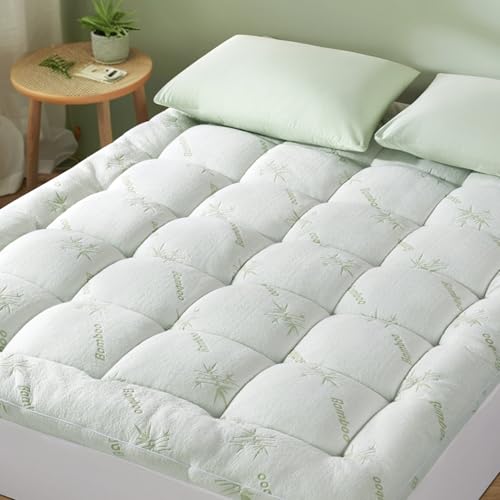 Queen Mattress Topper, Extra Thick 1100 GSM Down Alternative Fill, Cooling Pillow Top Mattress Cover with 8-21" Deep Pocket W581