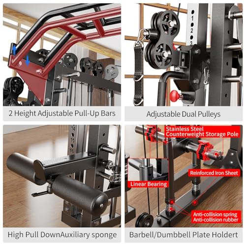 Power Cage Smith Machine Power Rack Squat Rack Cable Crossover System Z358743