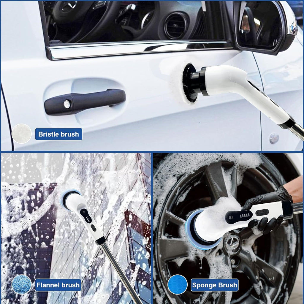 Cordless Electric Scrubber with 8 Replaceable Brush Heads D869