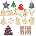 50pcs Unfinished Wood Slice Christmas Ornaments U168