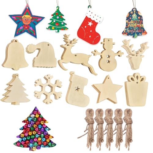 50pcs Unfinished Wood Slice Christmas Ornaments U168